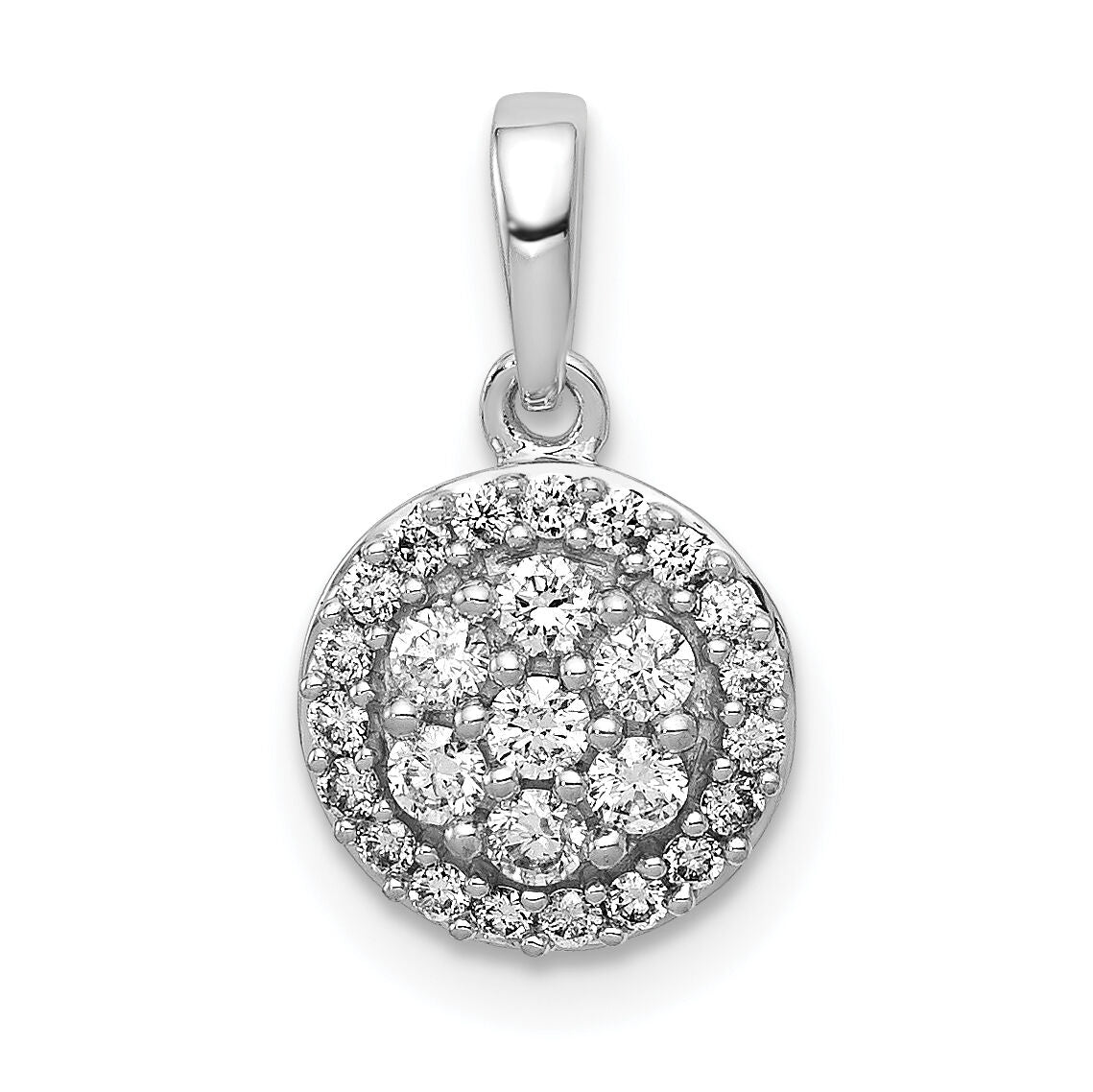 14k White Gold 1/4ct. Diamond Round Halo Cluster Pendant-PM4751-025-WA
