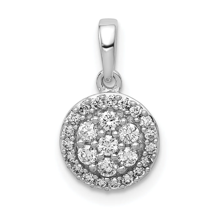 14k White Gold 1/4ct. Diamond Round Halo Cluster Pendant-PM4751-025-WA