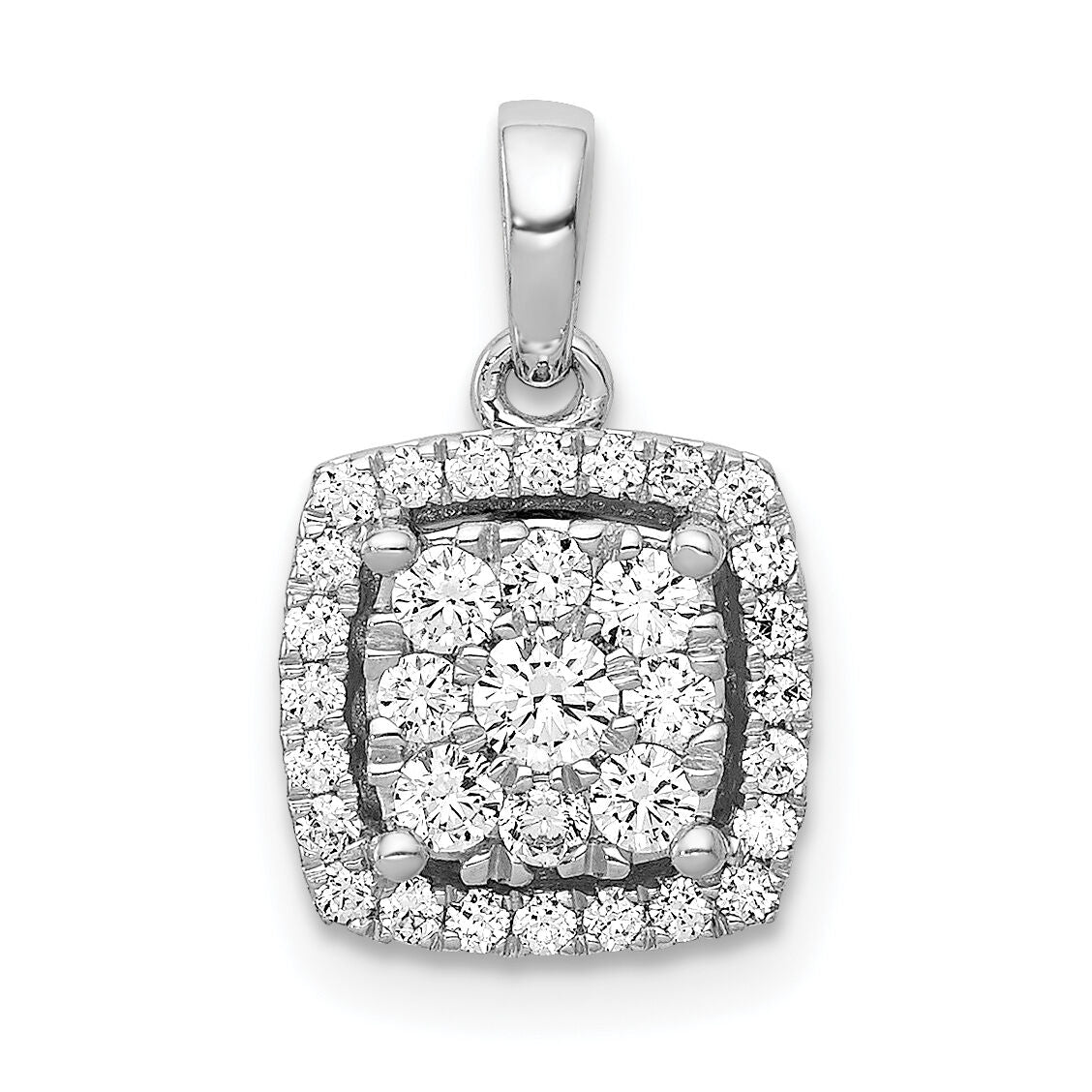 14k White Gold 1/2ct. Diamond Square Cluster Pendant-PM4764-050-WA