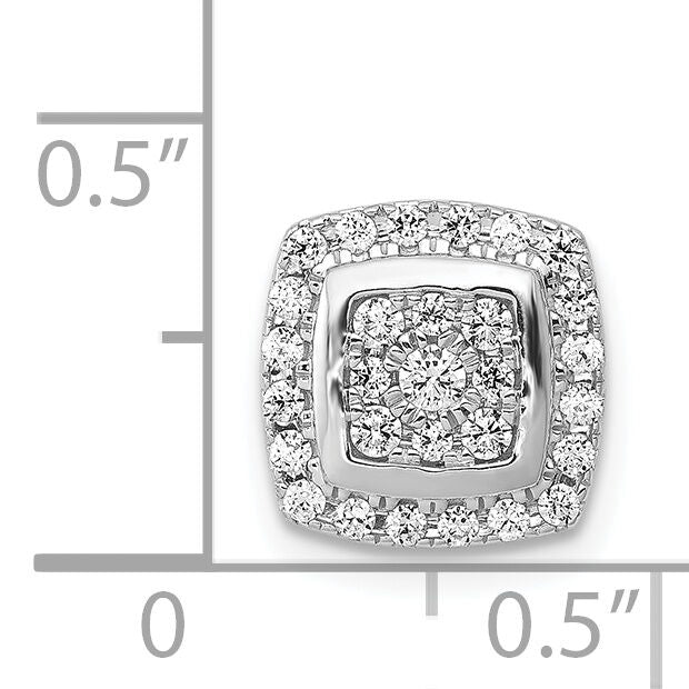 14k White Gold 1/3ct. Diamond Square Cluster Chain Slide Pendant-PM4768-033-WA