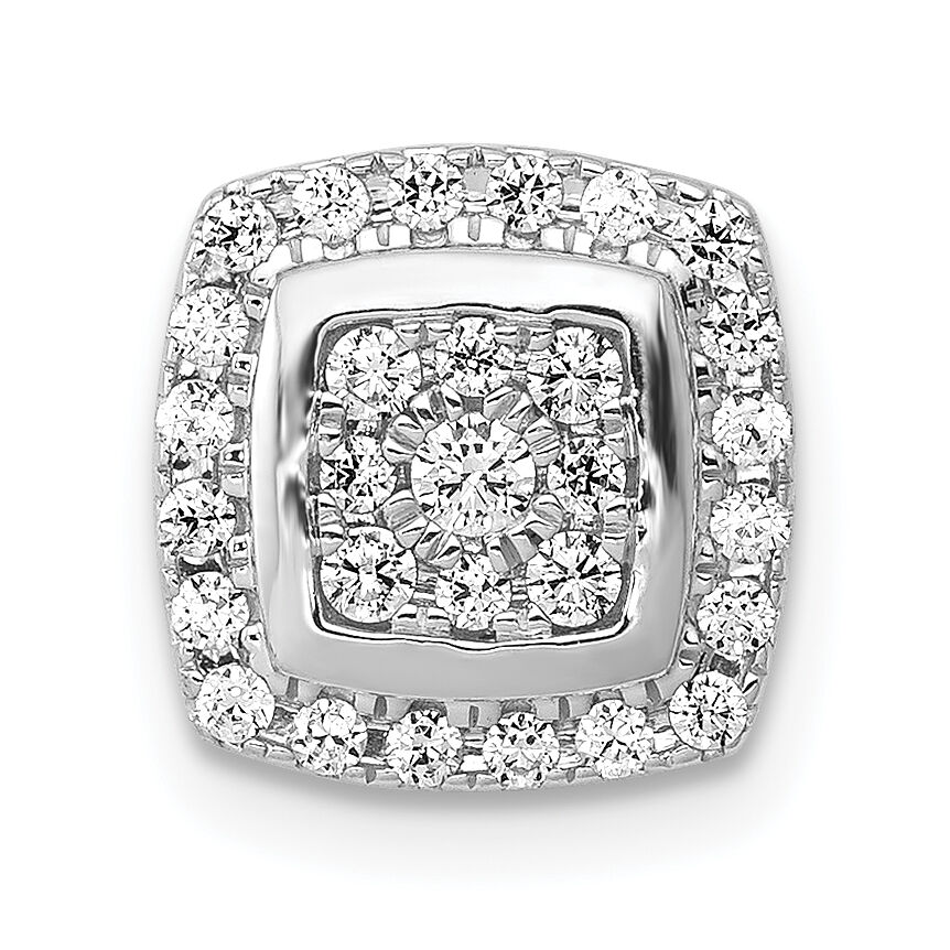 14k White Gold 1/3ct. Diamond Square Cluster Chain Slide Pendant-PM4768-033-WA