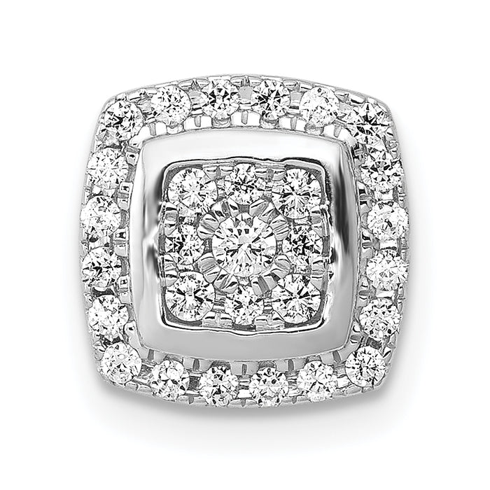 14k White Gold 1/3ct. Diamond Square Cluster Chain Slide Pendant-PM4768-033-WA