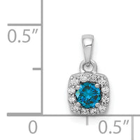 14k White Gold 1/3ct. Blue/White Diamond Square Pendant-PM4770-BD-033-WA