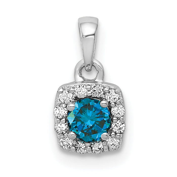 14k White Gold 1/3ct. Blue/White Diamond Square Pendant-PM4770-BD-033-WA