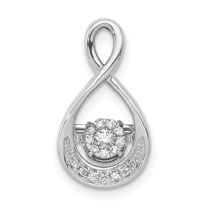 14k White Gold 1/10ct. Vibrant Moving Diamond Teardrop Chain Slide Pendant-PM4778-010-WA