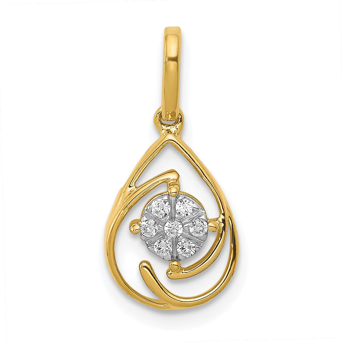 14k Polished 1/15ct. Diamond Fancy Teardrop Pendant-PM4779-008-YA