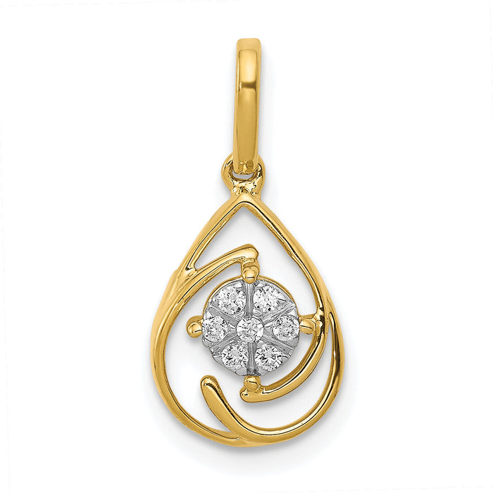14k Polished 1/15ct. Diamond Fancy Teardrop Pendant-PM4779-008-YA