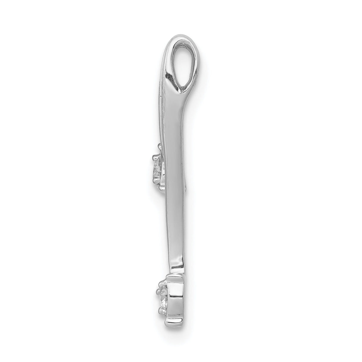 14k White Gold 1/10ct. Diamond Double Curved Lines Chain Slide-PM4787-010-WA