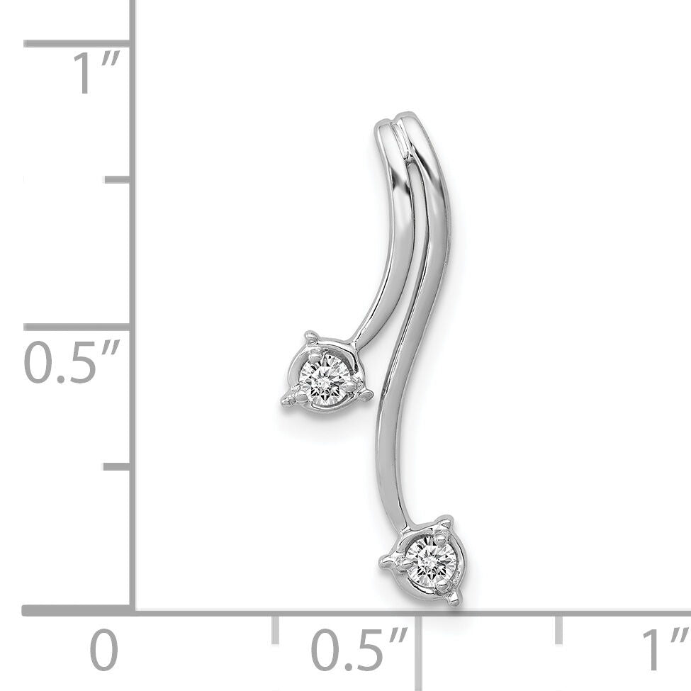14k White Gold 1/10ct. Diamond Double Curved Lines Chain Slide-PM4787-010-WA