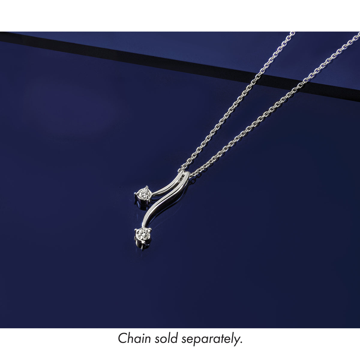 14k White Gold 1/10ct. Diamond Double Curved Lines Chain Slide-PM4787-010-WA