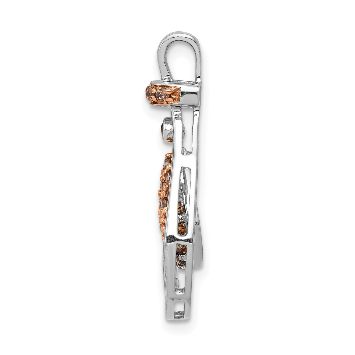 14k White Gold w/Rose Rhodium 1/4ct Champagne Diamond Chain Slide-PM4793-025-WA