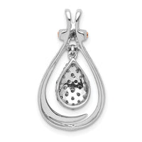 14k White Gold w/Rose Rhodium 1/4ct Champagne Diamond Chain Slide-PM4793-025-WA