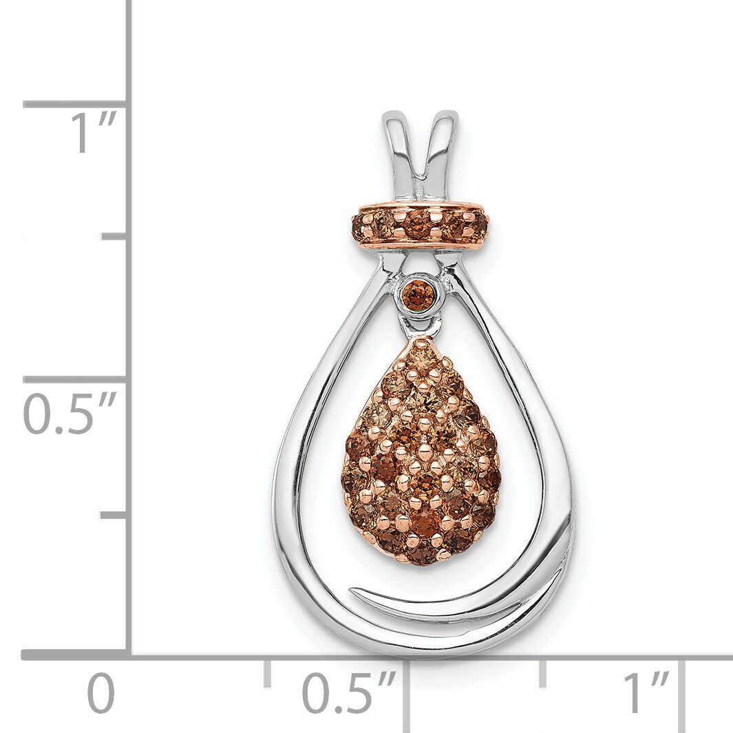 14k White Gold w/Rose Rhodium 1/4ct Champagne Diamond Chain Slide-PM4793-025-WA