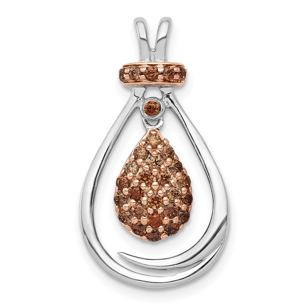 14k White Gold w/Rose Rhodium 1/4ct Champagne Diamond Chain Slide-PM4793-025-WA