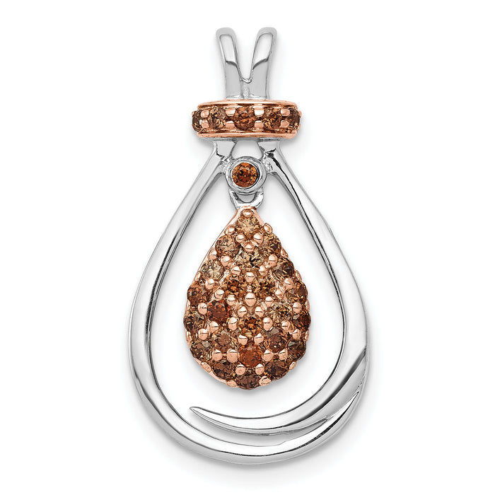 14k White Gold w/Rose Rhodium 1/4ct Champagne Diamond Chain Slide-PM4793-025-WA