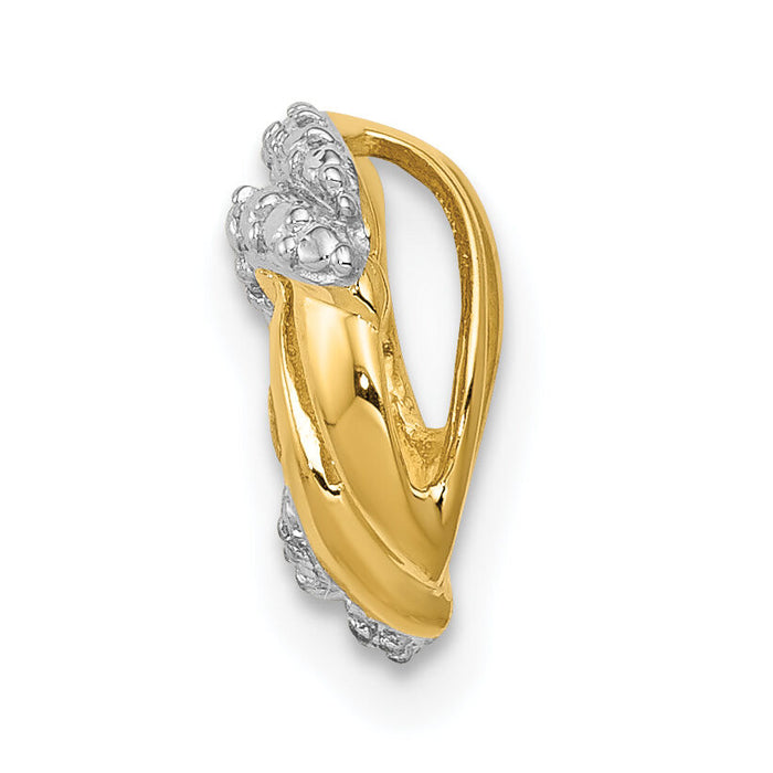 14k .02ct. Diamond w/Rhodium Accents Round Chain Slide-PM4801-002-YWA