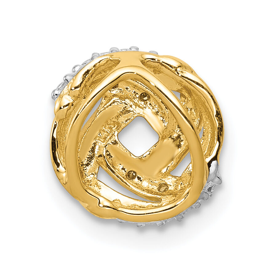 14k .02ct. Diamond w/Rhodium Accents Round Chain Slide-PM4801-002-YWA