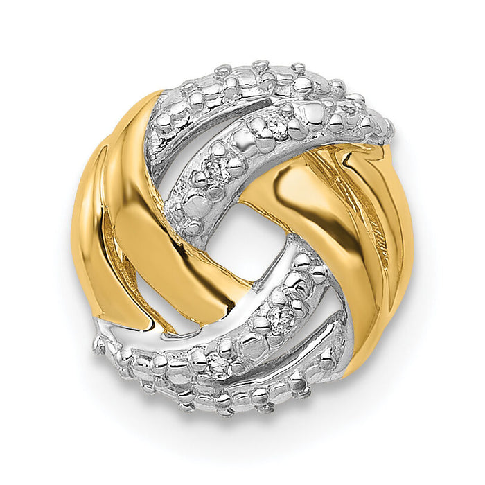 14k .02ct. Diamond w/Rhodium Accents Round Chain Slide-PM4801-002-YWA