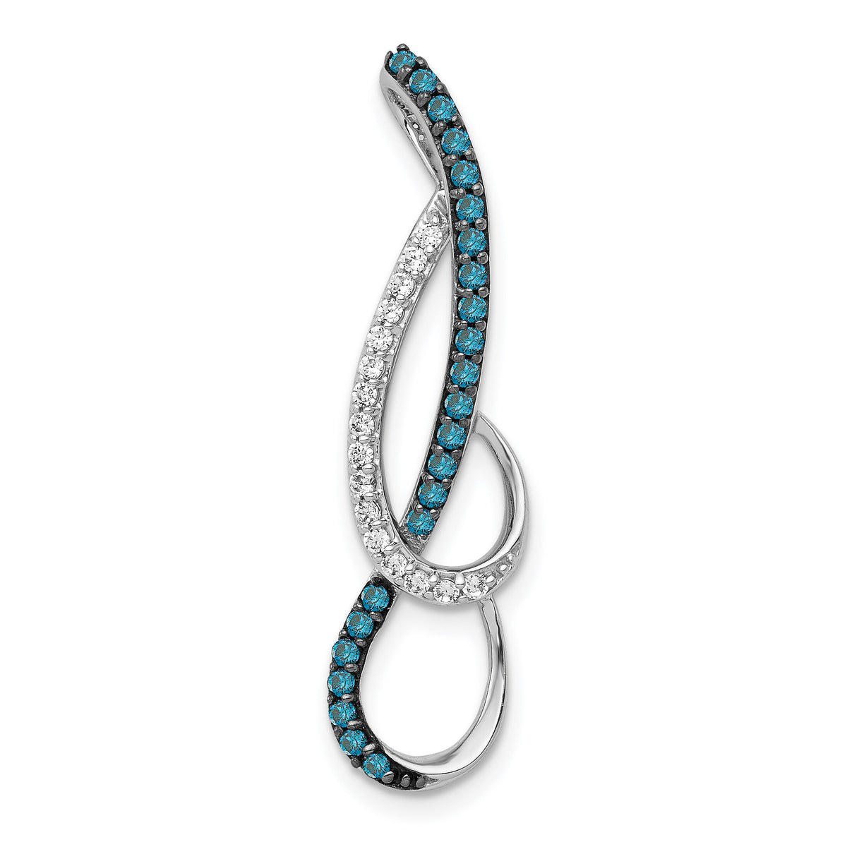 14k White Gold 1/4ct. Blue and White Diamond Fancy Chain Slide-PM4810-BD-025-WA