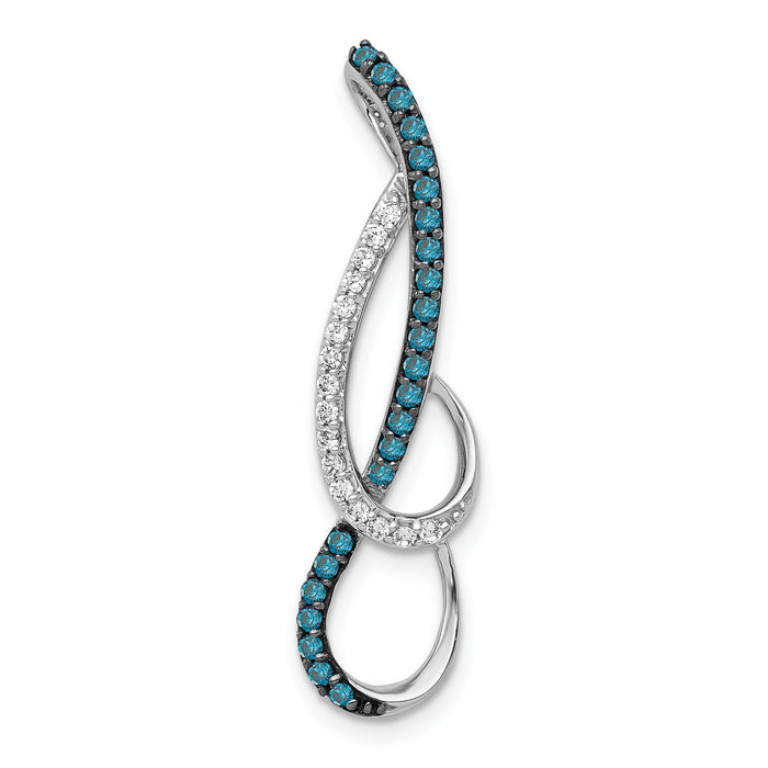 14k White Gold 1/4ct. Blue and White Diamond Fancy Chain Slide-PM4810-BD-025-WA