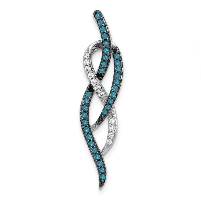 14k White Gold 1/3ct. Blue and White Diamond Fancy Chain Slide-PM4811-BD-033-WA