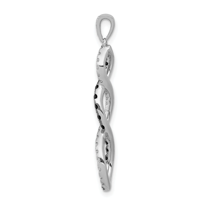 14k White Gold 1/4ct. Black and White Diamond Twisted Pendant-PM4813-BK-025-WA