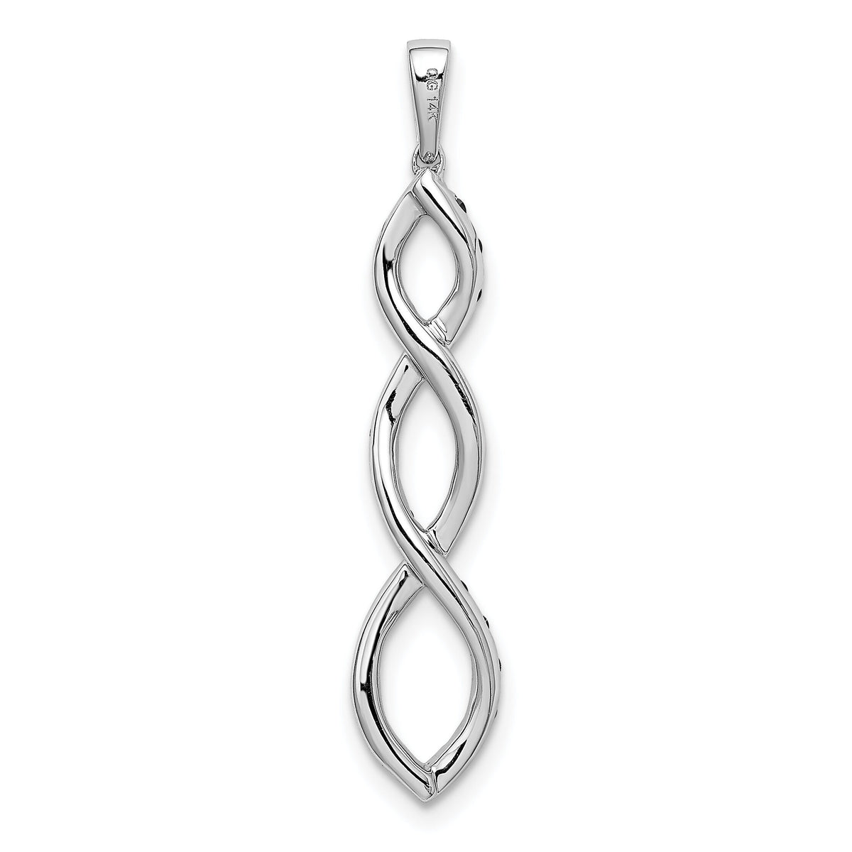 14k White Gold 1/4ct. Black and White Diamond Twisted Pendant-PM4813-BK-025-WA
