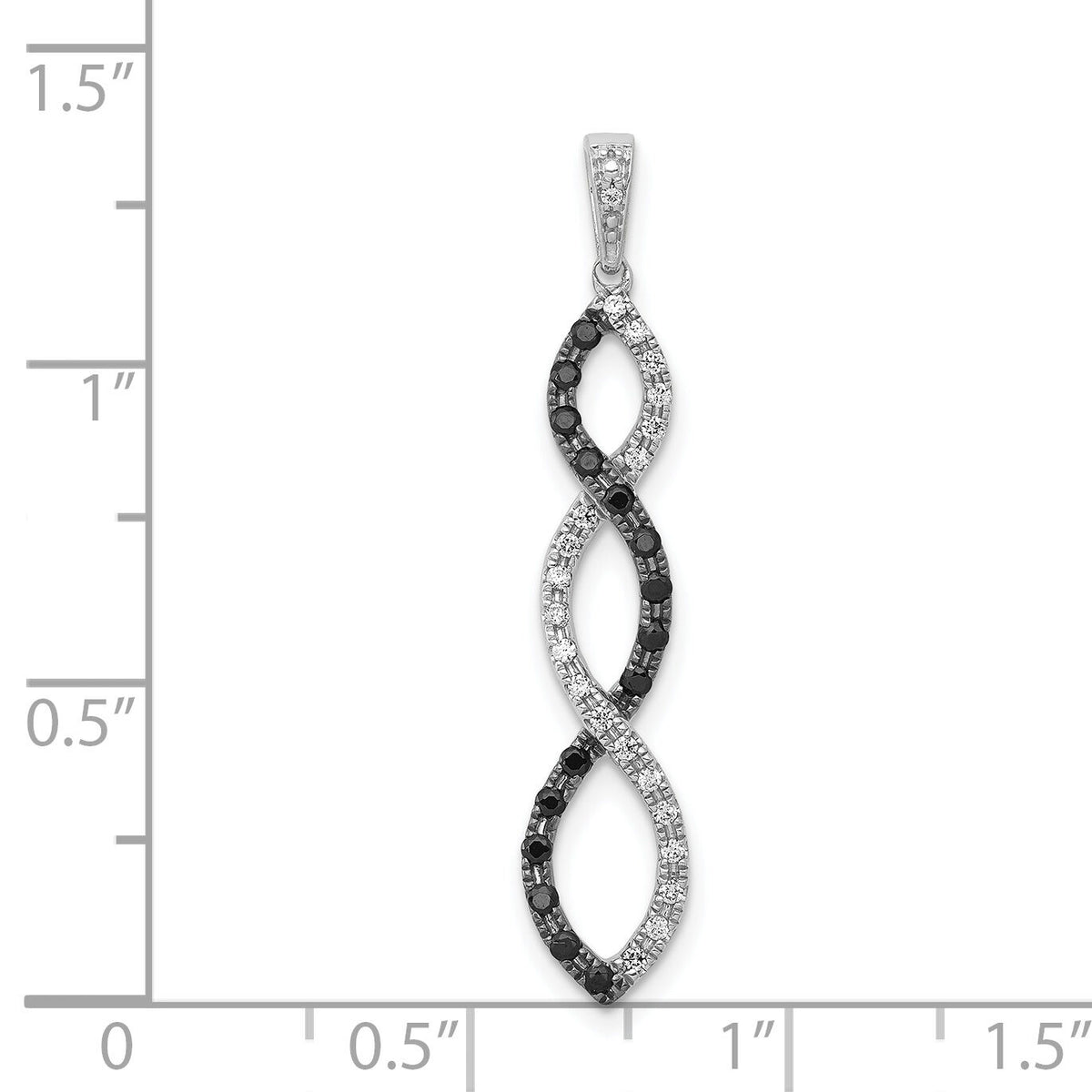 14k White Gold 1/4ct. Black and White Diamond Twisted Pendant-PM4813-BK-025-WA