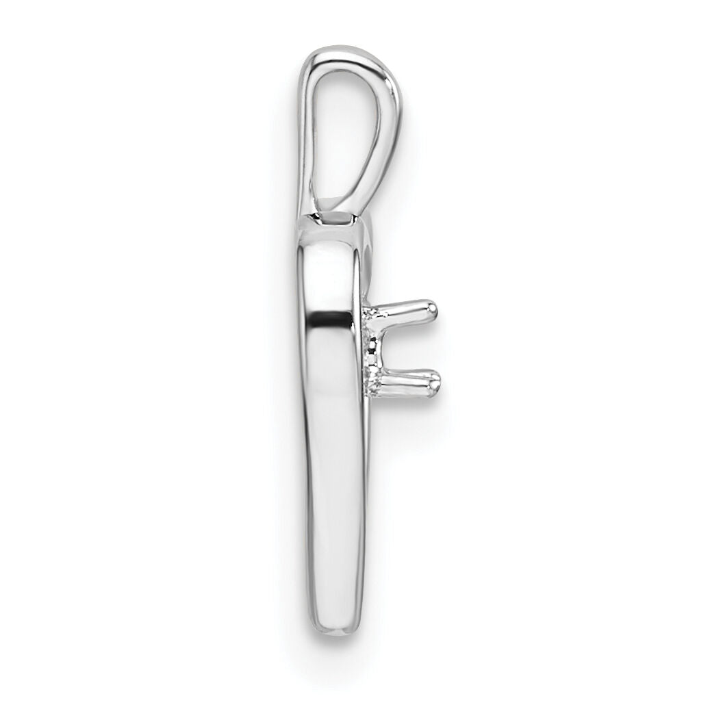 14k White Gold Heart Pendant Mounting-PM4816-003-W
