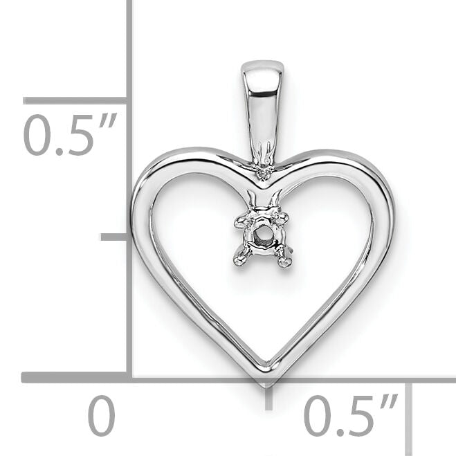 14k White Gold Heart Pendant Mounting-PM4816-003-W