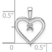 14k White Gold Heart Pendant Mounting-PM4816-003-W