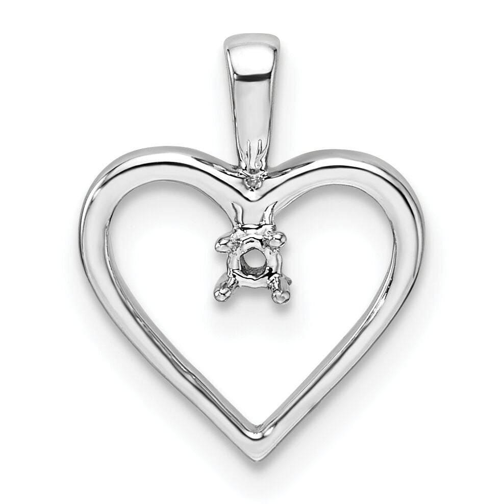 14k White Gold Heart Pendant Mounting-PM4816-003-W