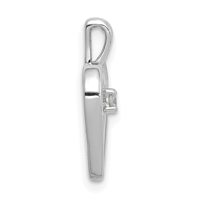 14k White Gold AA .03ct. Diamond Heart Pendant-PM4816-003-WA