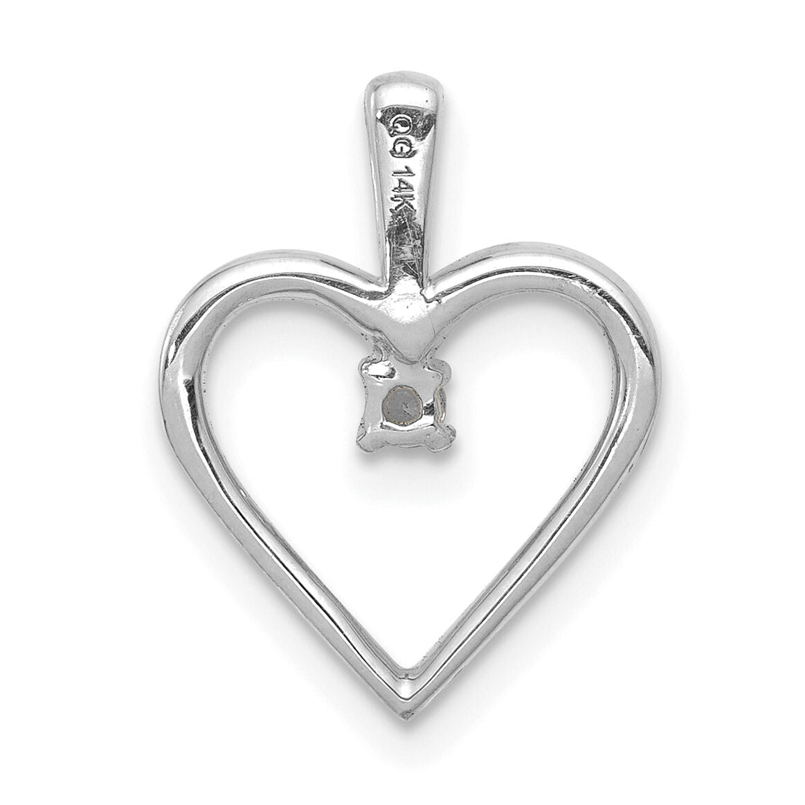 14k White Gold AA .03ct. Diamond Heart Pendant-PM4816-003-WA