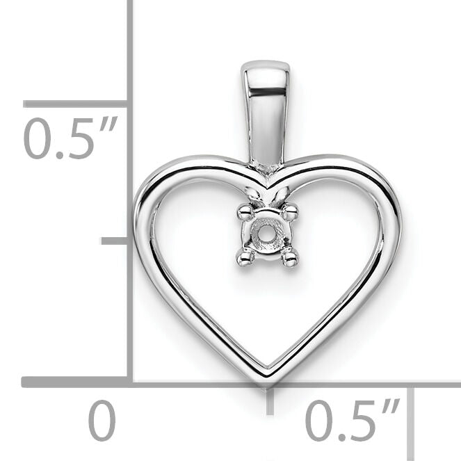 14k White Gold Heart Pendant .05ct. Mounting-PM4816-005-W