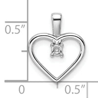 14k White Gold Heart Pendant .05ct. Mounting-PM4816-005-W