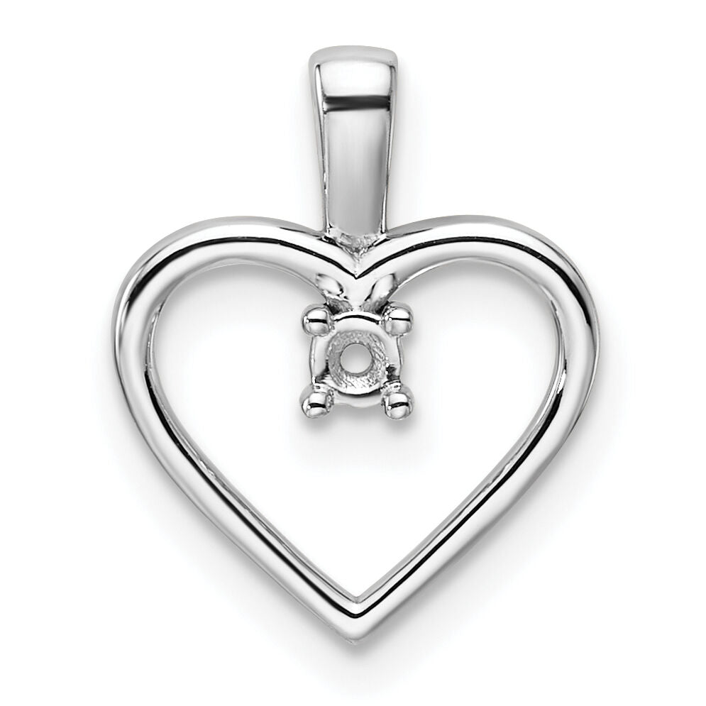 14k White Gold Heart Pendant .05ct. Mounting-PM4816-005-W