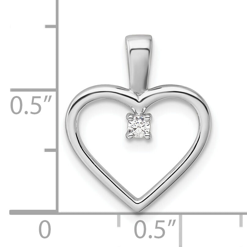 14k White Gold AA .05ct. Diamond Heart Pendant-PM4816-005-WA