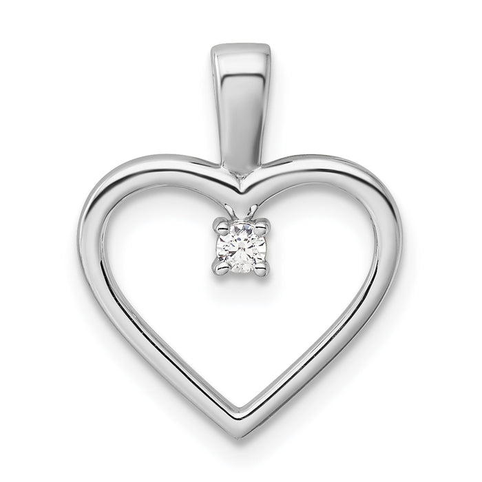 14k White Gold AA .05ct. Diamond Heart Pendant-PM4816-005-WA