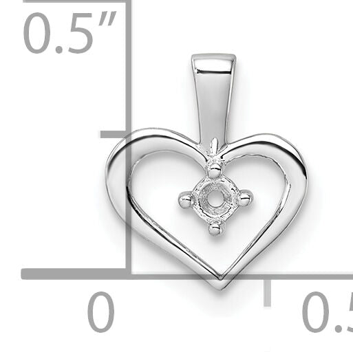 14k White Gold Heart Pendant Mounting-PM4817-002-W