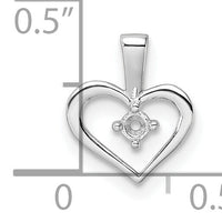 14k White Gold Heart Pendant Mounting-PM4817-002-W