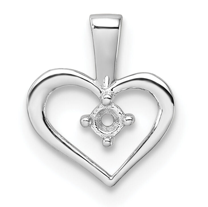 14k White Gold Heart Pendant Mounting-PM4817-002-W