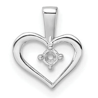 14k White Gold Heart Pendant Mounting-PM4817-002-W