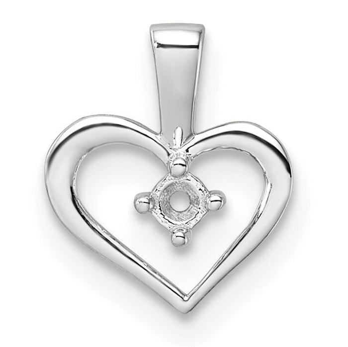 14k White Gold Heart Pendant Mounting-PM4817-002-W