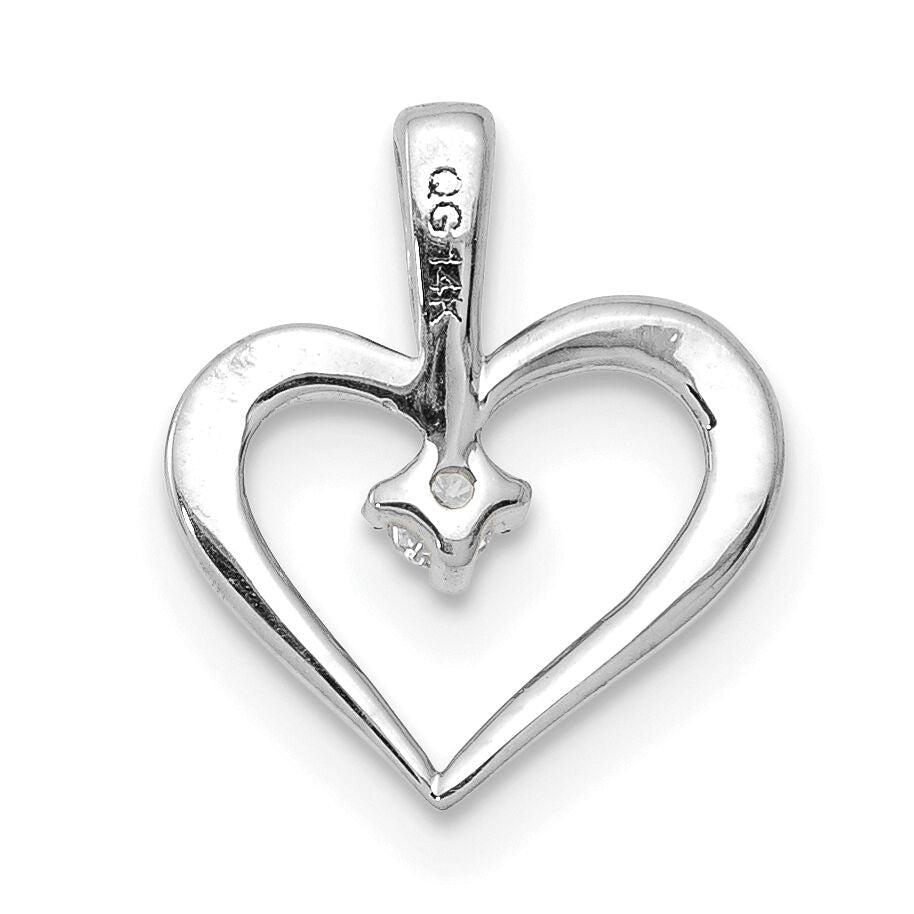 14k White Gold AA .02ct. Diamond Heart Pendant-PM4817-002-WA