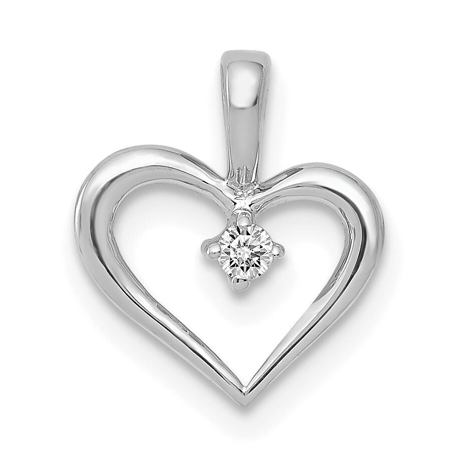 14k White Gold AA .02ct. Diamond Heart Pendant-PM4817-002-WA