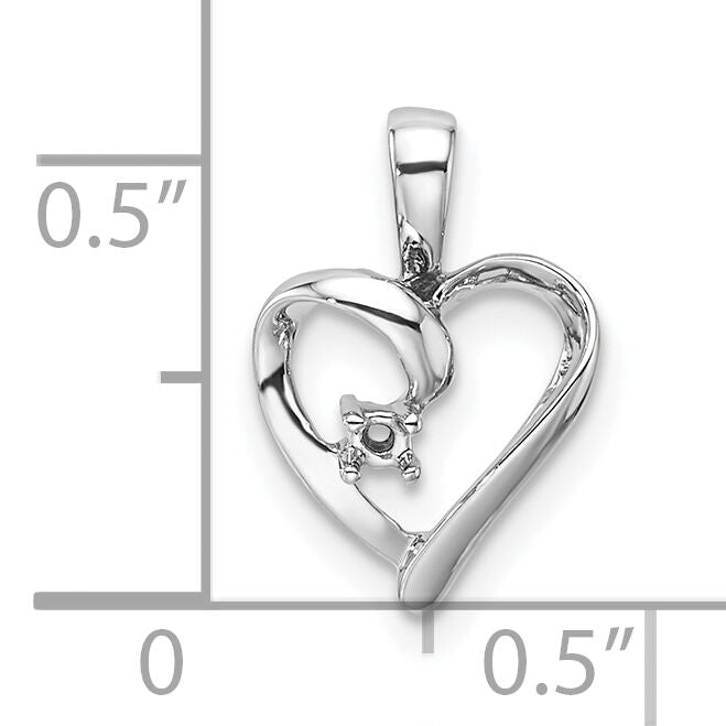 14k White Gold Heart Pendant Mounting-PM4820-002-W