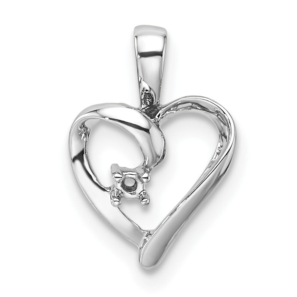 14k White Gold Heart Pendant Mounting-PM4820-002-W