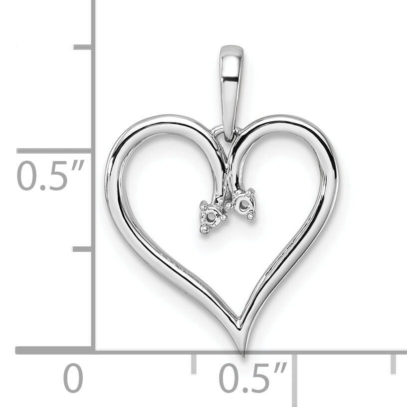 14k White Gold Heart Pendant Mounting-PM4821-002-W