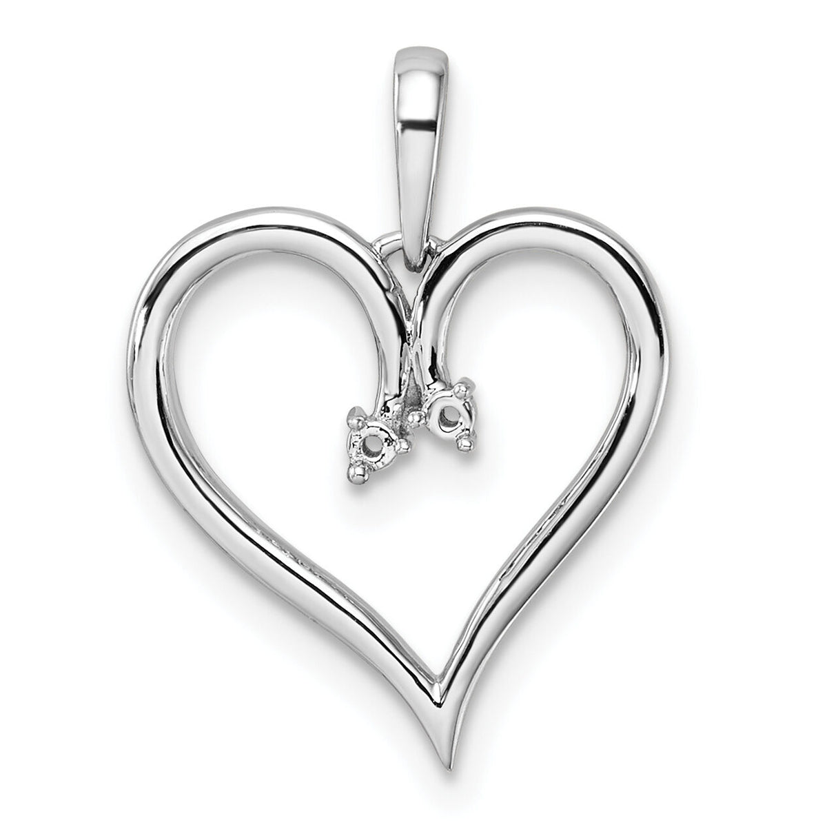 14k White Gold Heart Pendant Mounting-PM4821-002-W